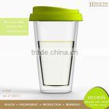 Double Wall Glass Coffee Mug With Coloured Silicone Lid thumbnail-5