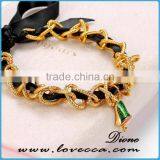 Black Ribbon Bow Tied Girl's Love Handmade DIY Christmas Theme Bracelets thumbnail-4