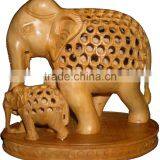 Carved Wooden Animals/Wood Carved Elephant/Wood Sculpture Art-KJM thumbnail-1