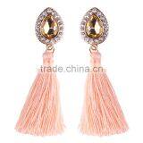 Bohemian Jewelry Rhinestone Gems With Long Colorful Tassel Charms Earrings for Women thumbnail-2