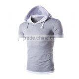 Latest Shirt Designs for Men Plain Fashion Sport Tshirt With Hood thumbnail-3