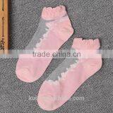 WS-46 Women Summer Novelty Transparent Grid Socks Glass Crystal Silk Cool Mesh Knit Sheer Soks thumbnail-3