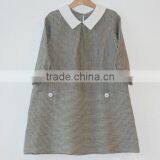 Wholesale Children's Boutique Clothing Spring Summer Girl Dress of 9 Years Old Half Sleeve Peter Pan Collar Vintage Linen Dress thumbnail-4