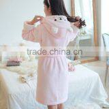Girls Winter And Autumn Cute Rabbit Pink Pajamas Flannel Fleece Bathrobe thumbnail-3