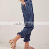 Navy Striped Loose Fit Casual Fashion Harem Pants for Women thumbnail-4