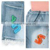 Standard Size Wholesale Fashion Lace Hem Cheap Denim Jeans for Kids thumbnail-6