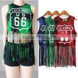 Custom Ladies Sleeveless Sports Wear Sexy Tank Tops Clubwear For Women Tassels For Garments thumbnail-4