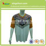 Wholesale National Style Men's V-neck Dye Sublimation Printed T Shirt Made in China thumbnail-1