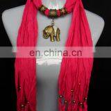 Spring Voile Scarfs with Gold color elephant pendant wholesale