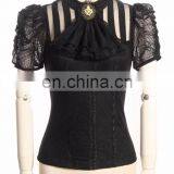 Steampunk Gothic Blouse With Jabot and Octopus Brooch thumbnail-1