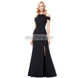 Kate Kasin Full-Length Cap Sleeve Long Black High Split Prom Dress KK001017-1 thumbnail-1