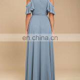 EASY LISTENING SLATE BLUE OFF-THE-SHOULDER WRAP MAXI DRESS #RCTD3191 thumbnail-2