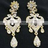 Innovative Designer Gold Plated Bollywood Style Kundan Earrings Set In White Color thumbnail-1