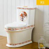 Chaozhou Ceramic Sanitary Ware Back to Wall Pink Color One Piece Toilet Bowl Siphonic s Trap 4D Wash Dual Flushing