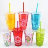 Wholesale Custom Printed Color Logo Clear Plastic Straw Cup With Lid thumbnail-1