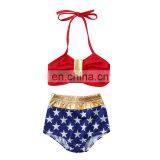 JULY 4TH Bikini Gold Star Full Print Swimwear Swimsuit New Bathing Suit Summer Kids Baby Girl