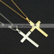 Religious Christian Faith Jesus Crucifix Jewelry Stainless Steel Plated 14K Gold Inverted Sideways Cross Necklace thumbnail-3