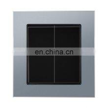 Type 86 UK/EU Standard 2 Gang 1/2 Way Wall Push Button Light Switch Aluminum Alloy Panel Sockets and Switches Electrical 10A