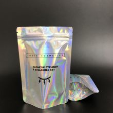 hologram plain zip lashes bag laminated multiple layer plastic aluminum foil bag for human hair wigs