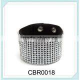 2014 Fashion Leather Bracelet With Crystal Diamond for Girls Women thumbnail-1