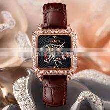 Luxury Brand SKMEI 1768 Leather Quartz Watch Ladies Dress Diamond Wristwatch Casual Women Bracelet Watch thumbnail-5