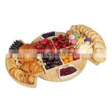 Wood Bamboo Cheese Board And Knife Set Charcuterie Cheese Plate For Wine Cheese Meat thumbnail-3