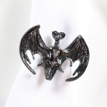 Antique Plated Black Gold Napkin Ring With Metal Skull Design For Halloween thumbnail-5