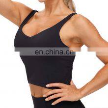 Female Longlines Sports Bras Media Support Yoga Bra Gym Workouts Vest thumbnail-3