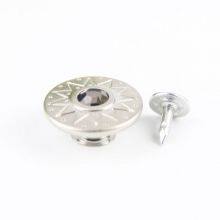 Denim Button Jeans Clothes Engraved Brass and Rivet Jeans Jacket Logo Custom Metal Buttons for Denim Jeans With Diamond thumbnail-4