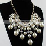 Wholesale Fashion Multilayer Big Pearl Statement Necklace Imitation Tassel Necklace thumbnail-2