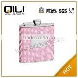 Free Engraving Personalized 6oz Silver/Pink Beaded Hip Flask thumbnail-1