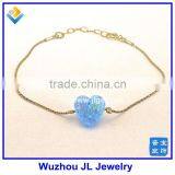 2016 Браслет в форме сердца из опала. Браслет с синим сердцем из опального камня. Серебряный браслет с сердцем из опала, покрытый 18K thumbnail-1