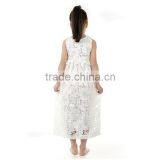 Wholesale Cotton Pierced Flower White Long Summer Dresses for Kids Supplier's Choice thumbnail-3