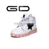 GD High Top Usb Charge Star Decorated Upper PU Led Girls Shoes