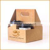 Eco-friendlly Take Out Disposable Paper Cup Holder Tray With Handle