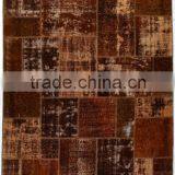 Handmade Brown Patchwork Rug (9.8 x 6.8 Feet)
