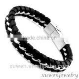 High End Manufacturer Stainless Steel Leather Bracelets With Magnetic Clasp
