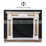 Hand Carving White Marble Flower Design Fireplace Mantel / Surround thumbnail-6