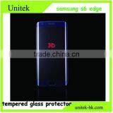 Factory Low Price!Premium Quality Perfect For Samsung s6 Edge Blue Silk Printing 3D 0.21mm 0.21mm Tempered Glass Film Screen