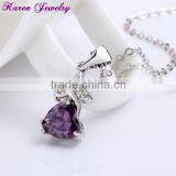 Fashion Heart Purple Crystal Platinum Plated Pendant Necklace Collar Choker Necklace Women Fashion Necklaces for Women 2014 thumbnail-6