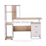 HomCom 52" Multi Level Tower Office Workstation Computer Desk - White and Oak thumbnail-3