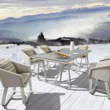 Table And Chair PE Rattan Wicker Stainless Steel Feet 5cm Cushion 8mm Tempered Glass