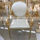 Luxury Living Room 18K/24K Gold Plated Round Back Armchair/ Royal Louis XV Baroque Collection Gilded Brass Side Chair, MOQ 1 PC thumbnail-2