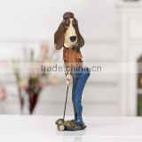 American home decorative play golf resin dog figurine