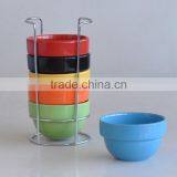 Ceramic Stackable Bowl in Solid Color, 6pcs Ceramic Bowls Set, Round Shape Bowl in Solid Color