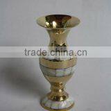 Mother of Pearl Mosaic on Metal Vase Made in Brass thumbnail-1