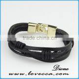 New Design Handmade Men Long Braided Genuine Leather Bracelet thumbnail-3
