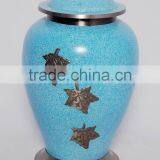 Sky Blue Coloured Finished Indian Metal Urns thumbnail-1