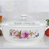 10" Ceramic Microwave Pot With Glass Lid thumbnail-4