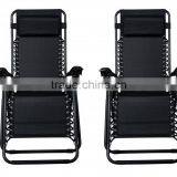 2 Pack Garden Folding Black Infinity Zero Gravity Lounge Chair thumbnail-3